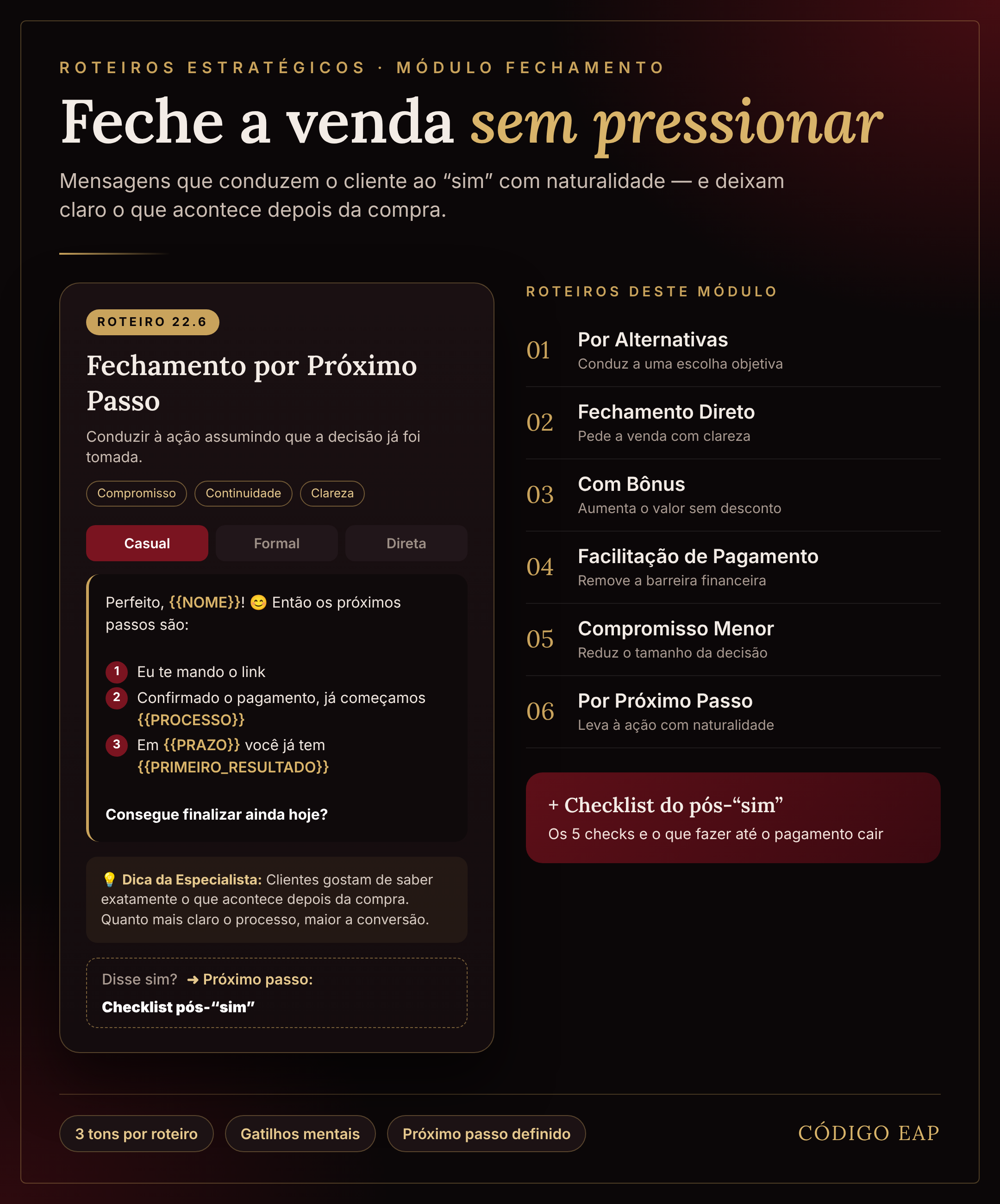 Roteiros estratégicos — Fechamento