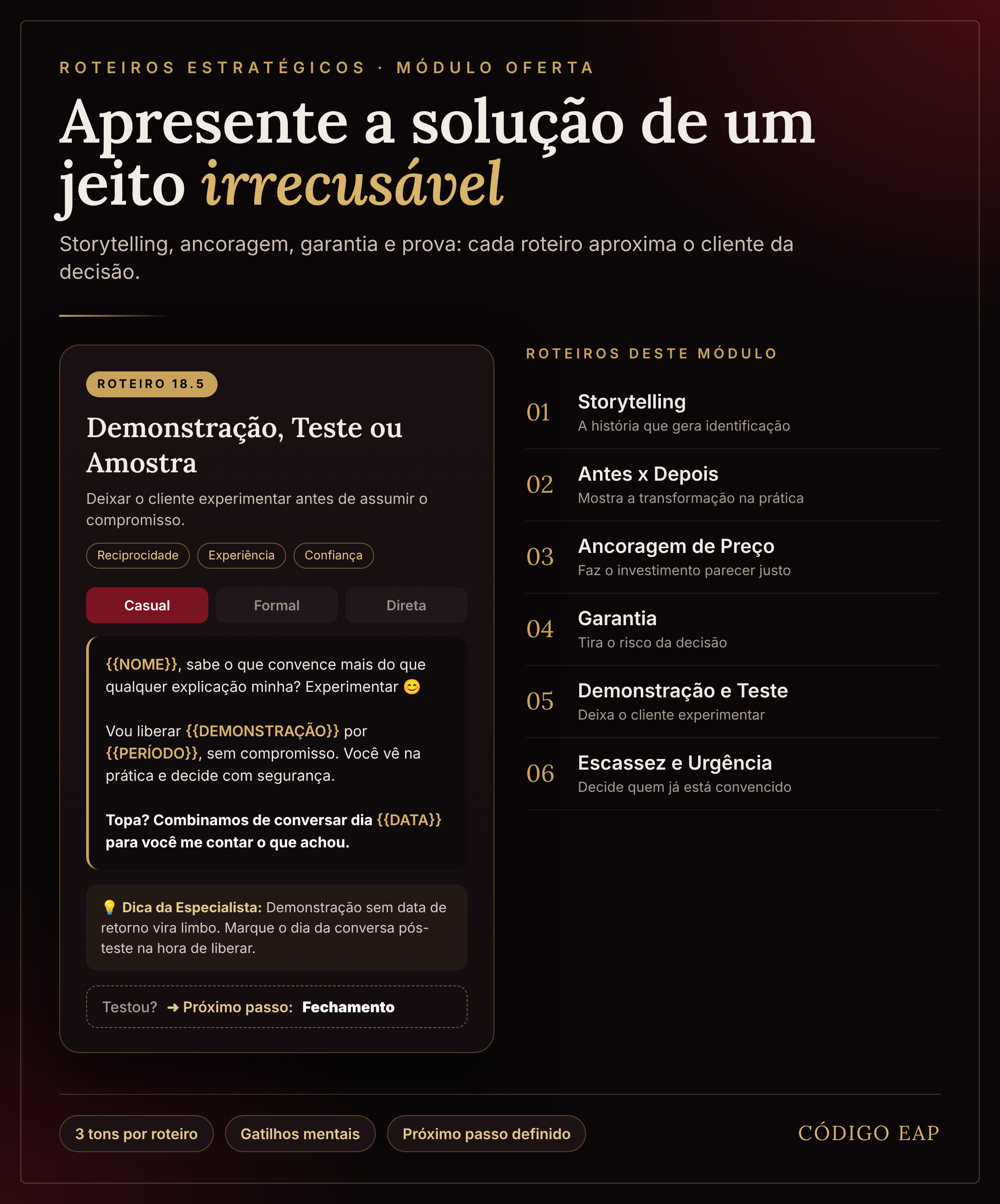 Roteiros estratégicos — Oferta